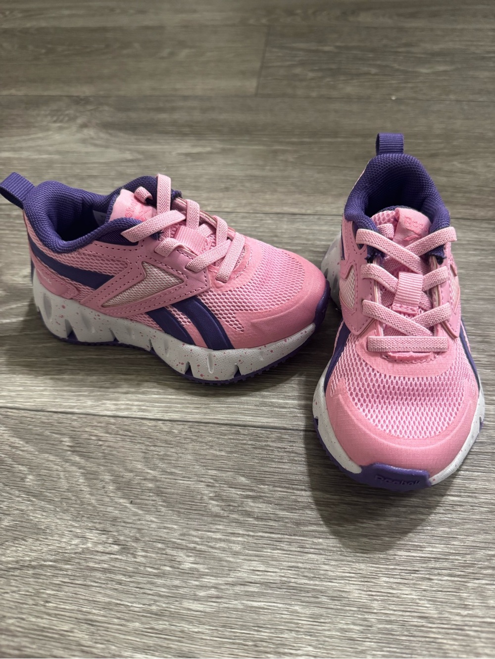 Toddler girl Reebok pink and purple shoes